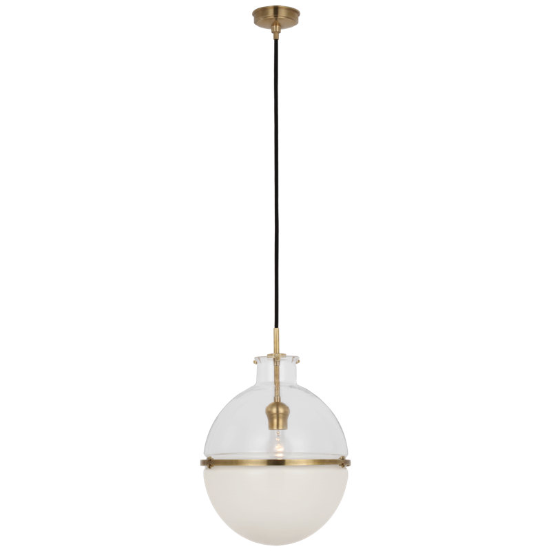 Maxey 1 - Light Pendant, White/Clear, Hand-Rubbed Antique Brass