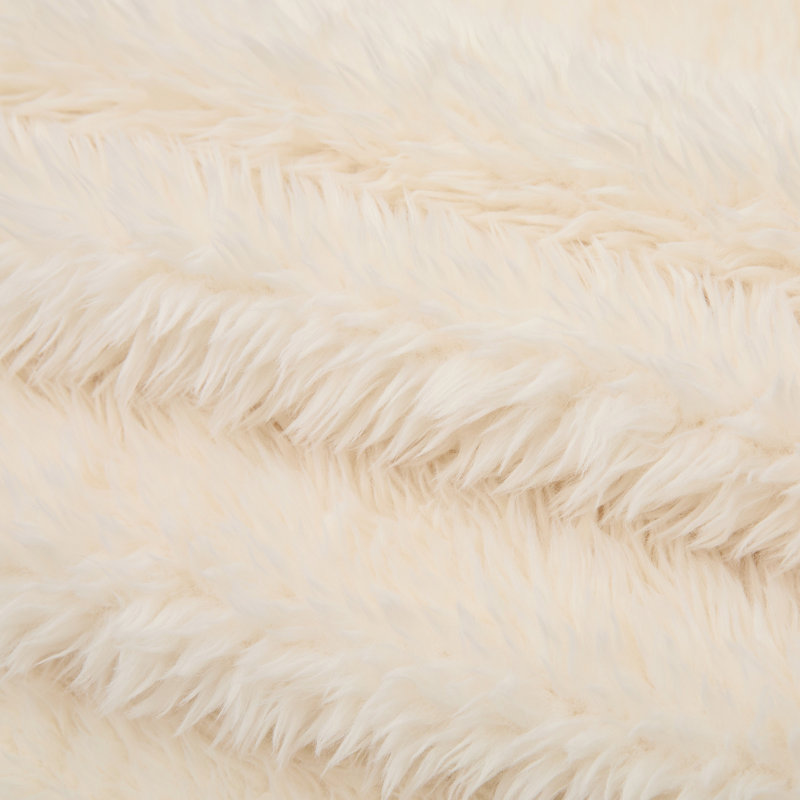 Canapé une place sans os, pouf en fausse fourrure avec coussin en forme de queue de chat, Beige Polyester