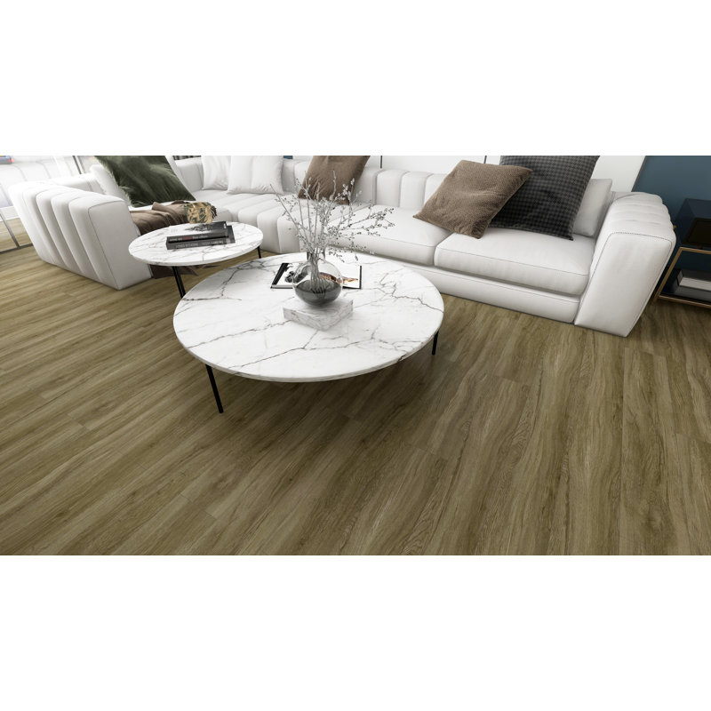 Revêtement de sol SPC imperméable 7,2 po x 48 po ECOSTYLE, planches de vinyle à verrouillage par clic de 6,5 mm d'épaisseur, résistant aux égratignures, pour le salon / la chambre à coucher