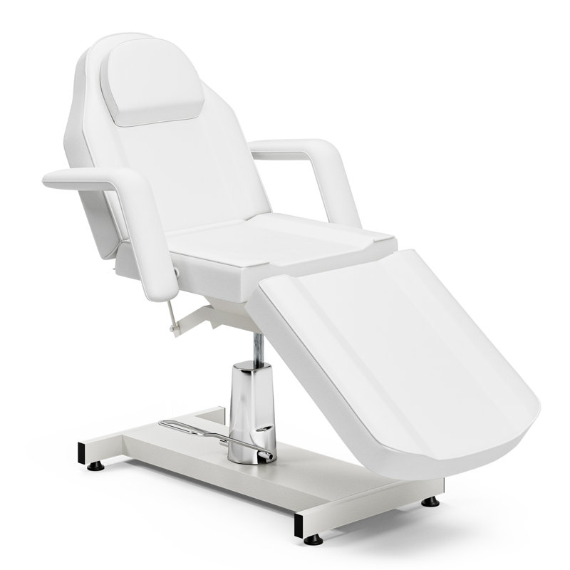 Lit de massage réglable, salon de beauté à fauteuil de tonte hydraulique pour client, White