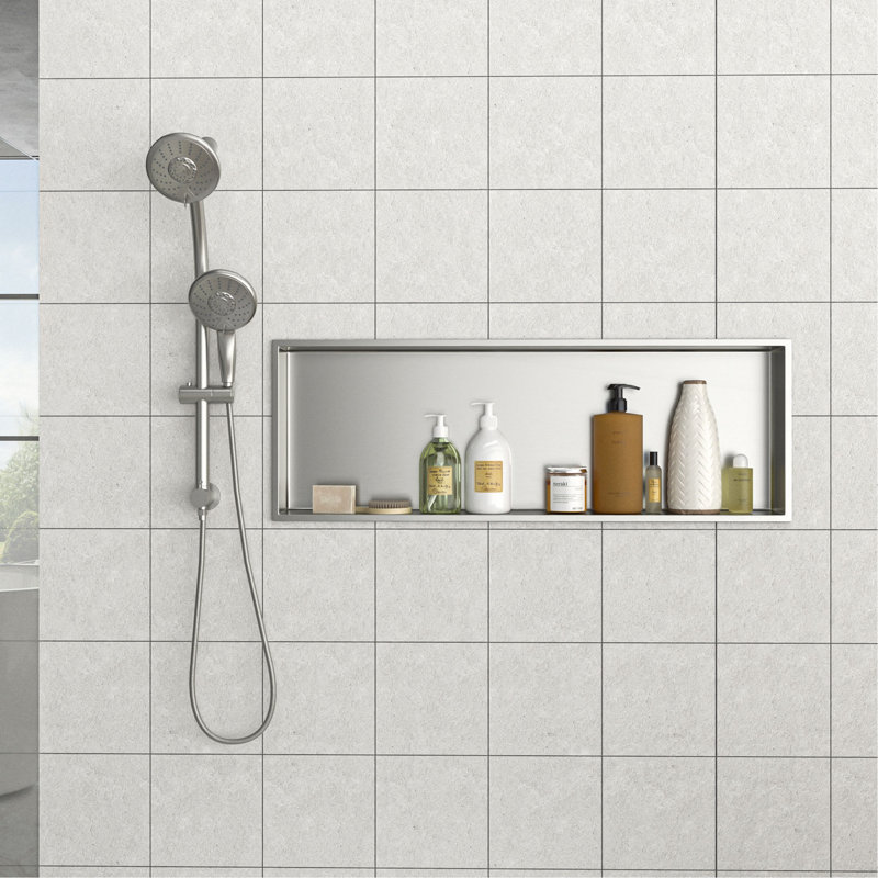 37" X 13" Stainless Steel Shower Niche, 3.94" H x 13" W x 37" D, Brushed Nickel