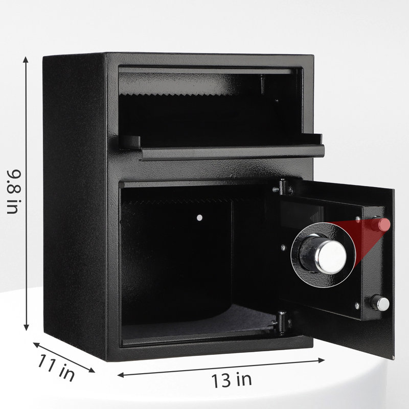 Digital Depository Safe, Electronic Steel Safe With Keypad, Locking Drop Box With Slot, Metal Lockbox With Two Emergency Keys For Your Valuables (Lead Products)