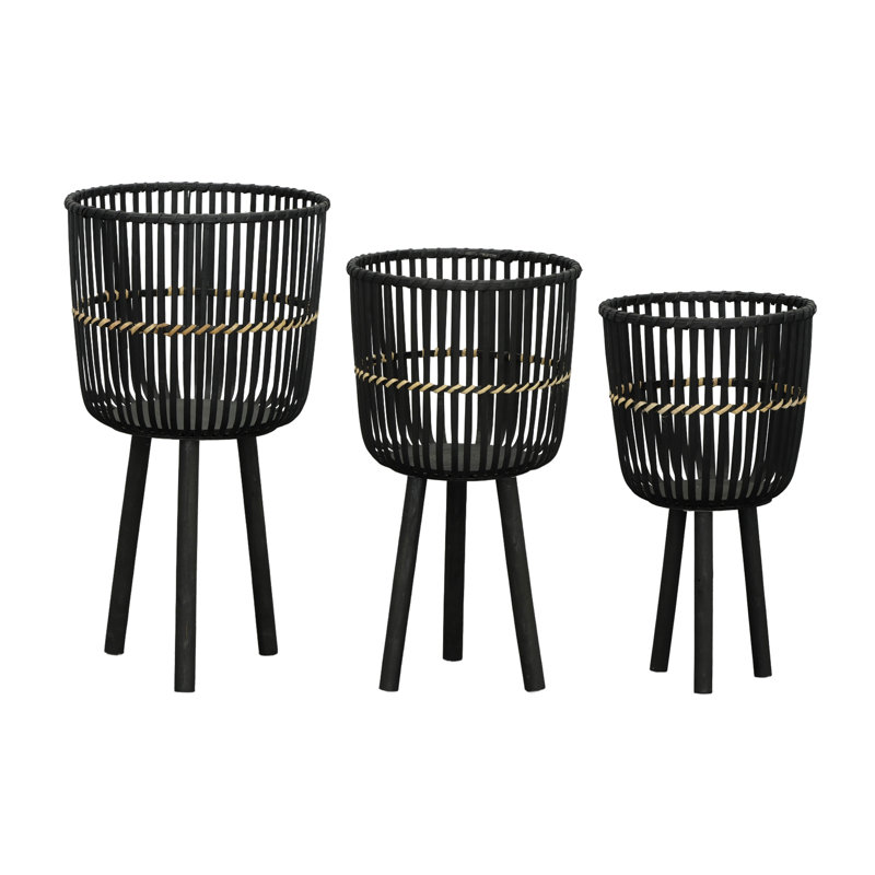POT DE FLEURS BAMBOU 11/13/15 ", NOIR, Noir