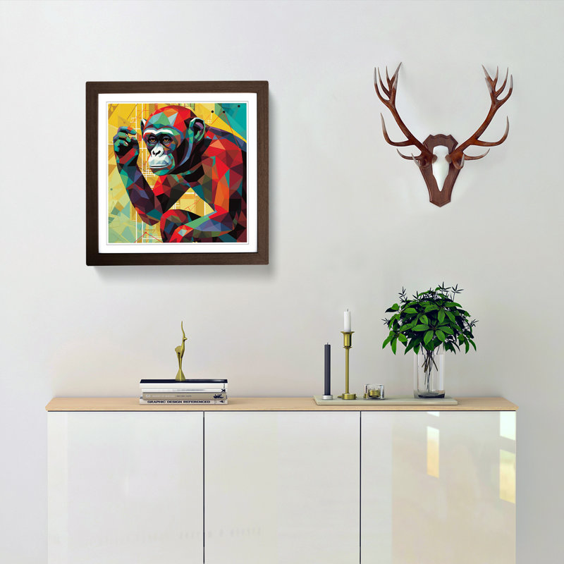 Monkey Constructivism - Framed Print, Walnut