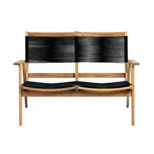 Balkene Home Kingsmen Loveseat Bench ,Mid Century Wooden Bench,Solid Wood Construction ,Warm Teak Tones