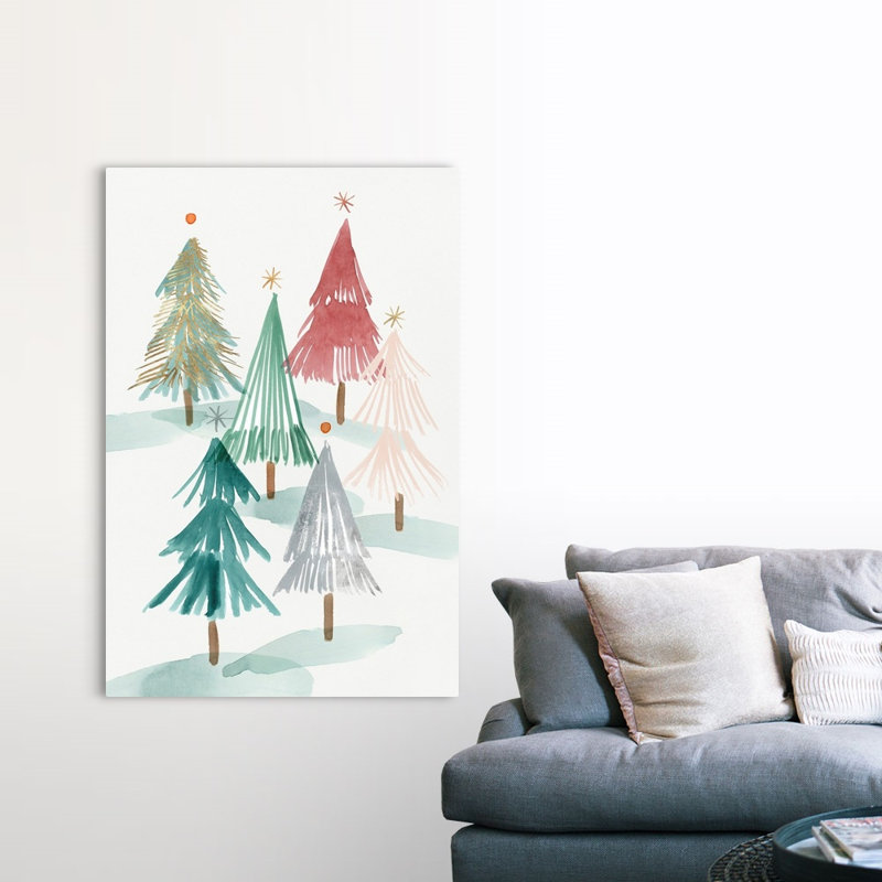 Arbres de Noël II - reproduction d'art sur toile, H 60 po x l 40 po x P 1,25 po, Toile tendue