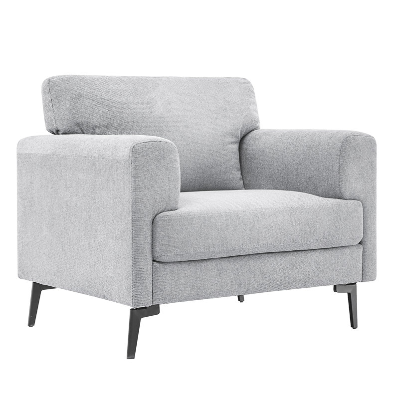 Blannie Upholstered Accent Chair, Light Gray Linen Blend