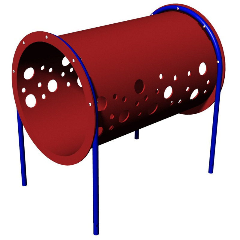 Red Rotomolded Plastic Doggie Crawl Tunnel with Powder-Coated Posts
