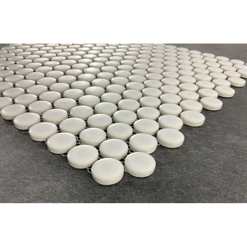 0.75" x 0.75" Porcelain Penny Round Mosaic Wall & Floor Tile, White