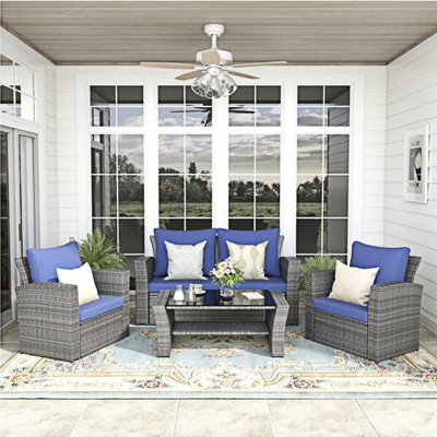 4-Piece Wicker Patio Conversation Set