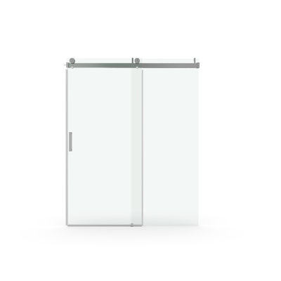 Porte de douche coulissante simple sans cadre à fermeture en douceur de 56 à 60 po x H 76 po, verre trempé de 1/4 po (6 mm) avec revêtement antidéflagrant par livraison express