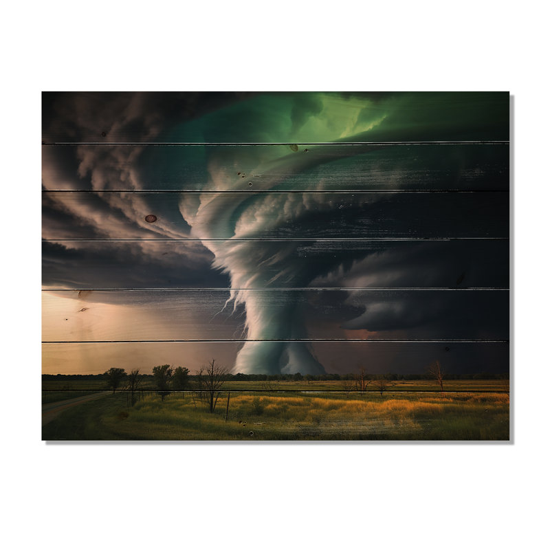 Shiri tempête tornade symphonique sur bois, H 30 po x l 40 po x P 0,78 po