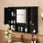 35 x 28 Inch 3-Door Wall Mounted Medicine Cabinet with Open Shelves - Black-752441738