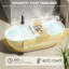 69 po. Baignoire autoportante à surface solide 69 po. Baignoire de trempage autoportante en résine fabriquée à la main de luxe avec trop-plein et bonde escamotable, blanc mat 24S03-69MW