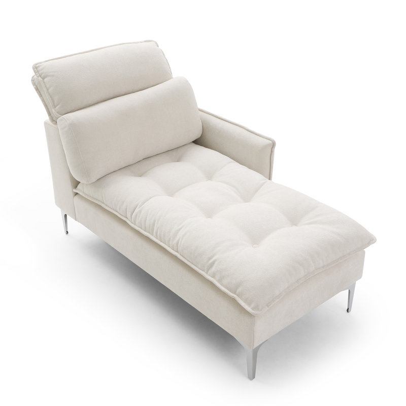 Chaise longue avec accoudoir gauche, Beige