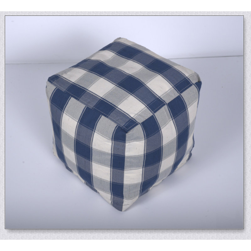 Connor Checkered Square Pouf, Versatile And Stylish Ottoman Or Floor Cushion For Modern Interiors