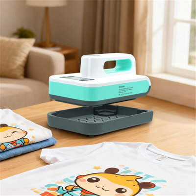 Mini machine à presser la chaleur, fer à repasser portatif avec plaque de téflon antiadhésive, chaleur et temps réglables pour les t-shirts de bricolage, vinyle HTV, sacs en tissu et en toile, conception compacte pour l'artisanat à la maison et les cadeaux faits à la main