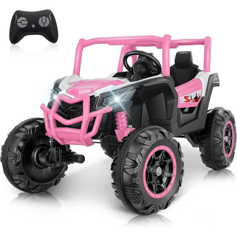24V Pink 2-Seater Off-Road UTV Ride-On Car with Remote Control