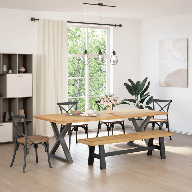 Solid Wood Bench, 45 cm H x 160 cm L x 41 cm D, Natural