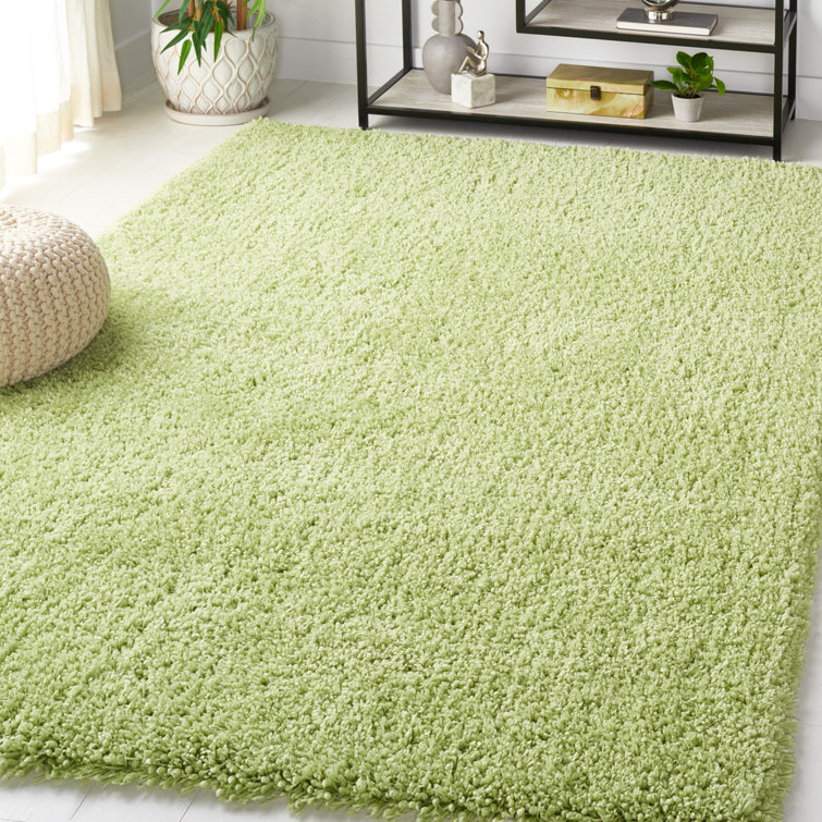 Assar Solid Color Handmade Tufted Polyester Area Rug in Lime