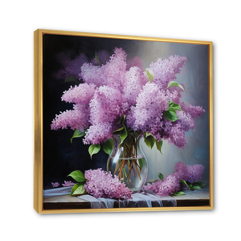 Lilas, impression romantique II - impression, H 16 po x l 16 po x P 1 po, Cadre flottant doré