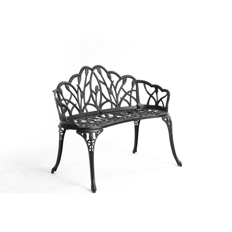 Banc de patio Tulip avec coussin pour une assise confortable, Noir