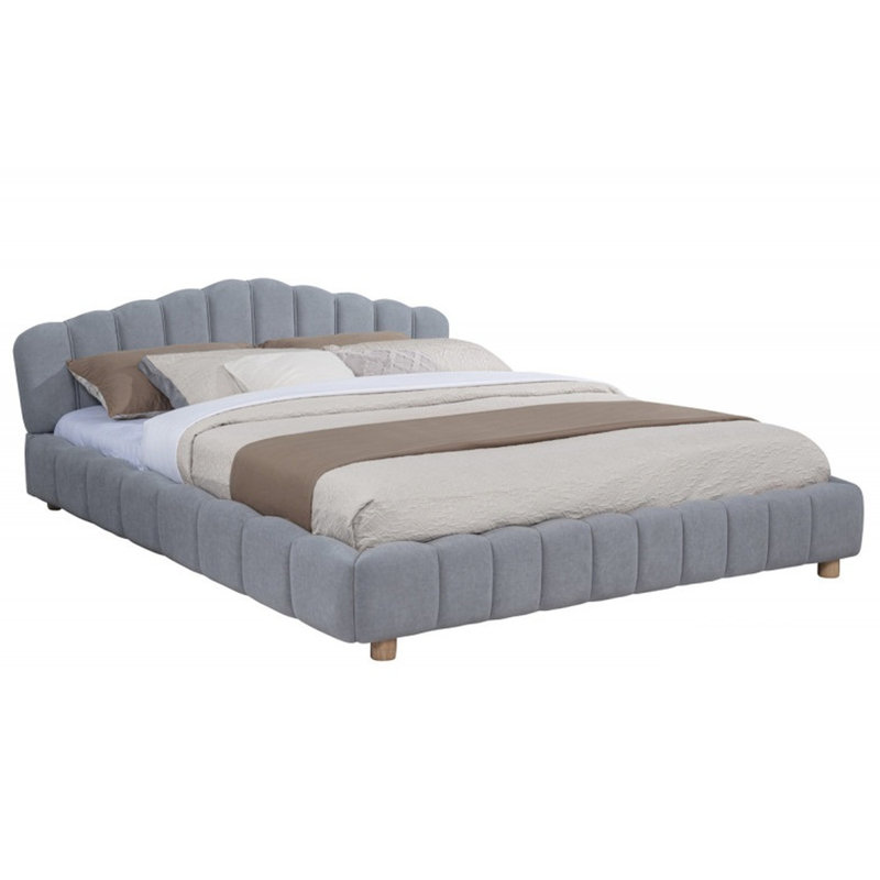 Grand, bleu, lit plateforme en velours, moderne, chambre à lattes à profil bas, contreplaqué, velours, tête de lit, tapissier, cadre de grand lit, profil, rails de chambre à coucher, lattes, quincaillerie, assemblage