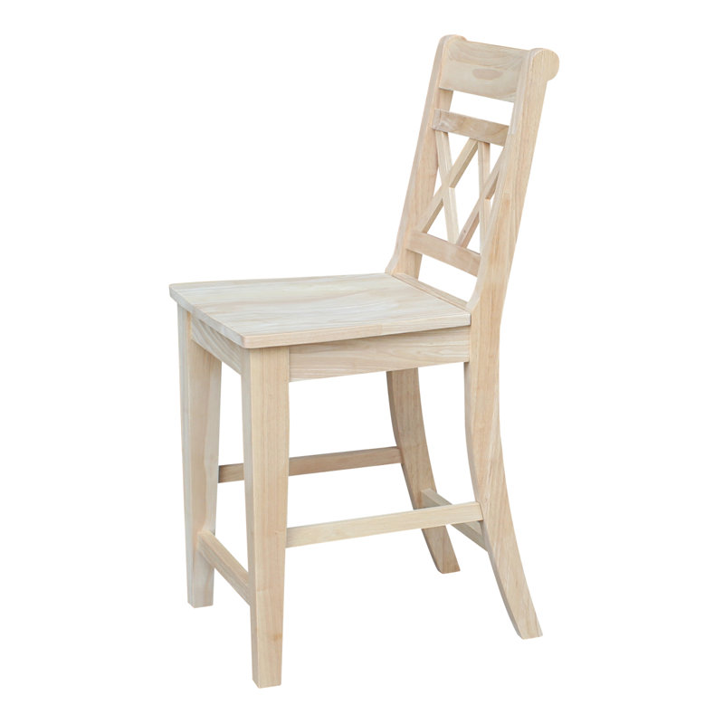 Kindelan Solid Wood Counter Stool with Solid Wood Frame, Unfinished