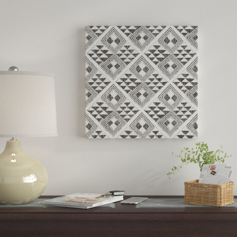 «African Wild Pattern, B&W II», impression sur toile, H 26 po x l 26 po x P 1,5 po, Pas de tapis, Toile tendue