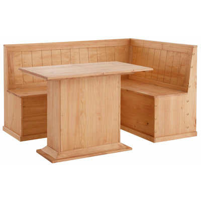 Pine Solid Wood Breakfast Nook Dining Set