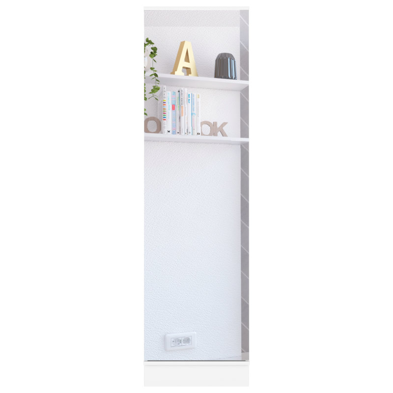 Cassidy Rectangle Tall Shoe Cabinet with Mirror Wengue, White