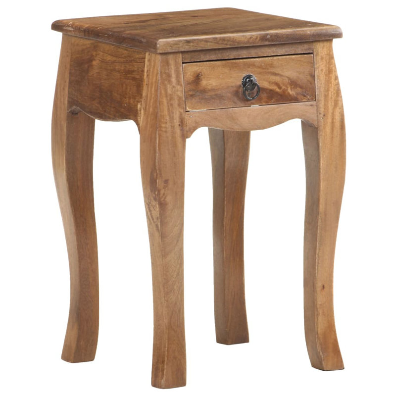 Aadhithya Solid Wood End Table, Dark Brown
