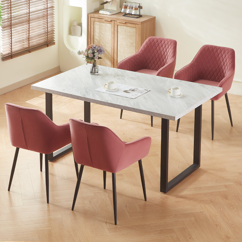 Seymour Upholstered Velvet Dining Chair, Rose