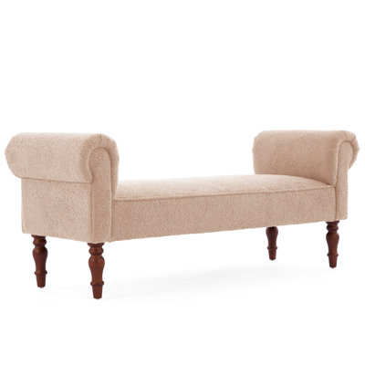 Monroe 59'' Wide Transitional Traditional Upholstered Bench With Rolled Arms