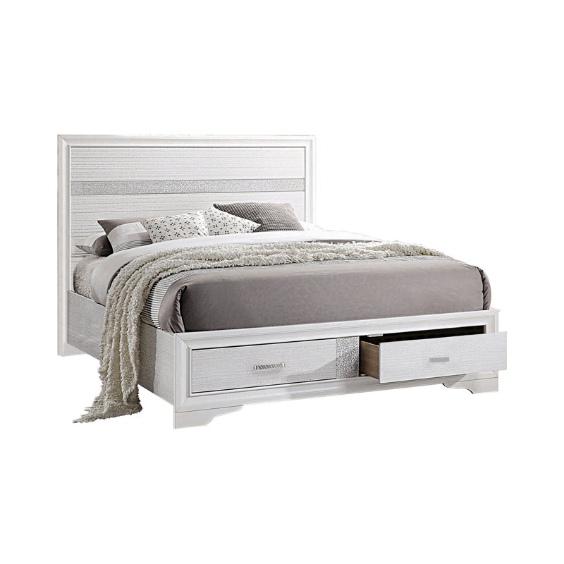 Ensemble de chambre à coucher avec rangement Dunfries Abagael, Blanc, Simple