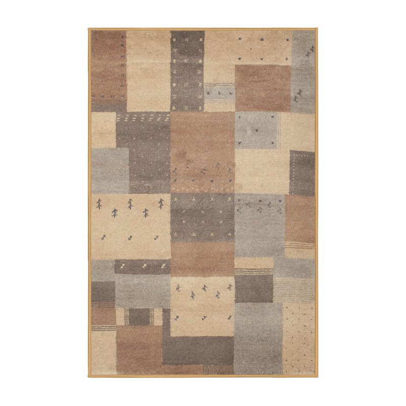 Tapis contemporain gris / brun, Rectangle 5 pi x 8 pi
