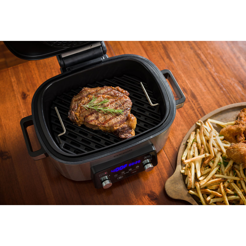 CUCKOO Countertop Air Grill: Air Grill, Air Fry, Roast, Bake & Broil, Easy to Clean, Dishwasher Safe Accessories, Recipe Book Included, Stainless Steel CAFG-A0601S