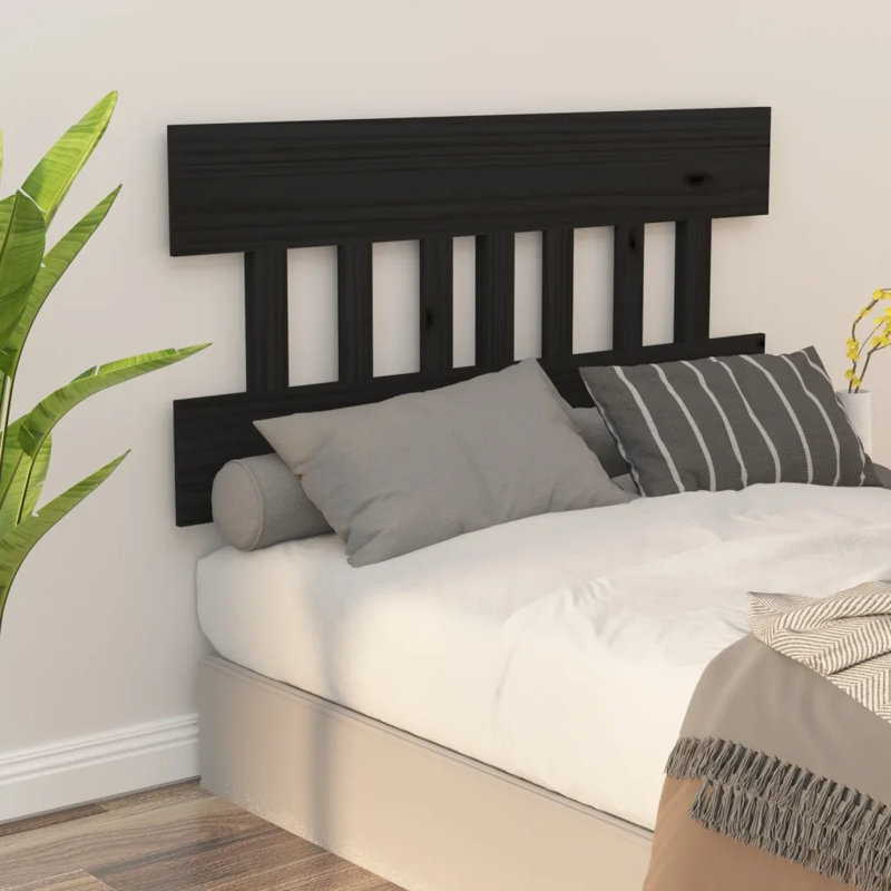 Ellayne UK Double - DE 135 X 190 Cm Solid Wood Headboard, 31.9" H x 80.1" W, Black