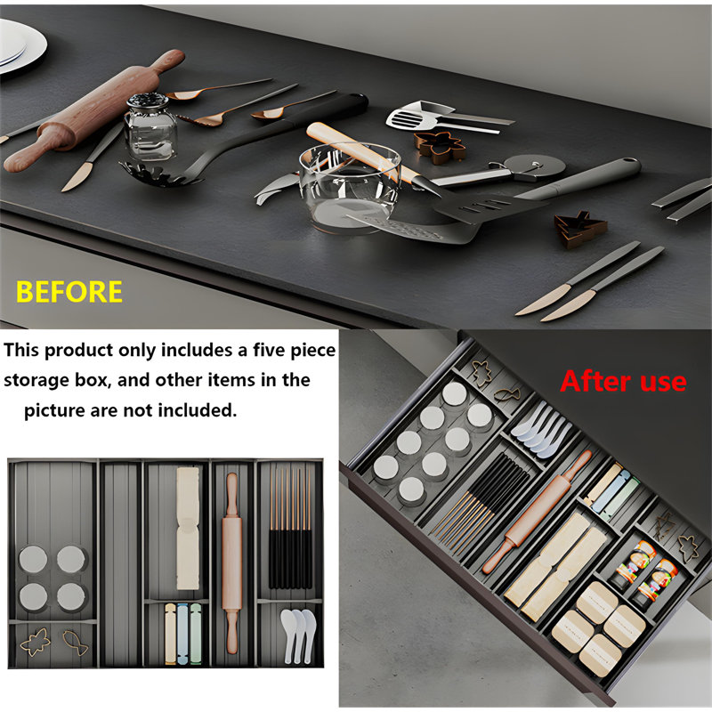 Efficiently Organize Your Kitchen With The Versatile Kitchen Drawer Organizer Divider Cutlery Utensil Storage Tray!(5-Piece Set With A Net Depth Of = 470MM And A Net Width Of = 700MM)