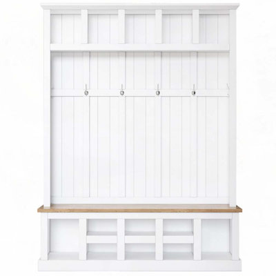 78''H Modern Hall Tree with Wide Storage Seating Bench, Entryway Shoe Cabinet with 13 Compartments