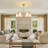 36”w Classic Chandelier With White Linen Shades-360983146