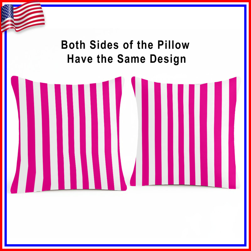 Pink Stripes Double Sided Throw Pillows, 16 po x 16 po