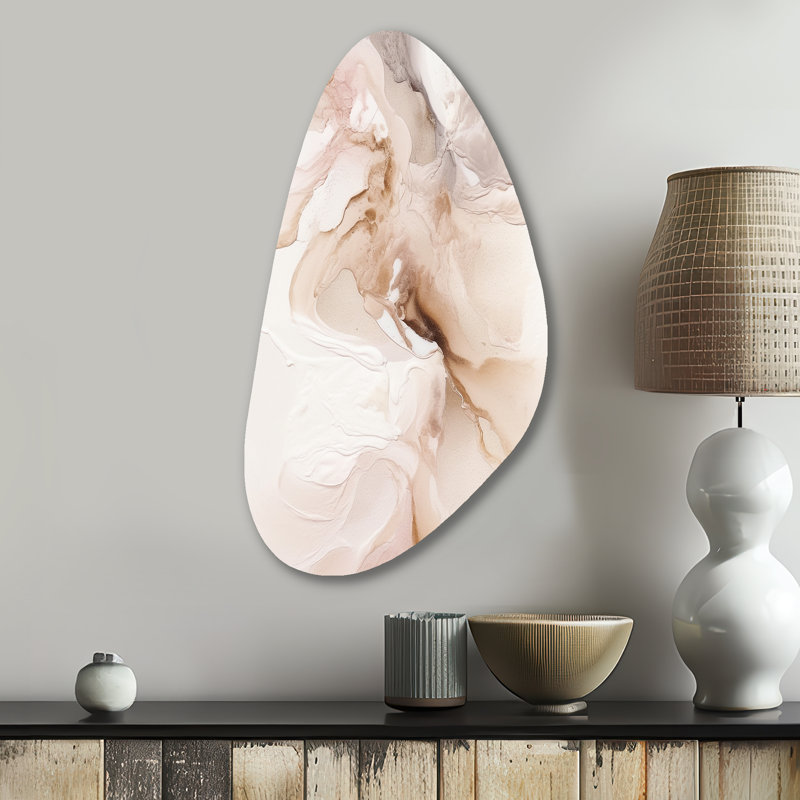 Brown Abstract Delicate Marble II - Abstract Marble Fall Shape Assymterical Metal Wall Art, 31" H x 17" W x 1" D