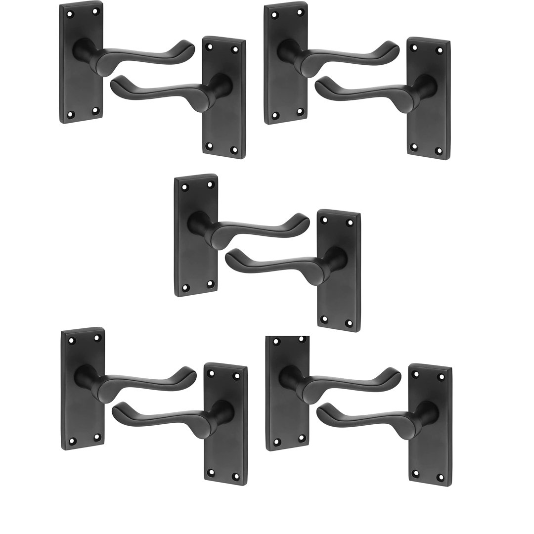 Victorian Scroll Lever Latch Door Handles in Premium Polished Chrome Finish, 5 Pairs - 120mm x 40mm