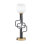 Lampe d'appoint Amarmula, avec ports USB, fini noir mat et laiton vieilli, verre marbré blanc 6 po