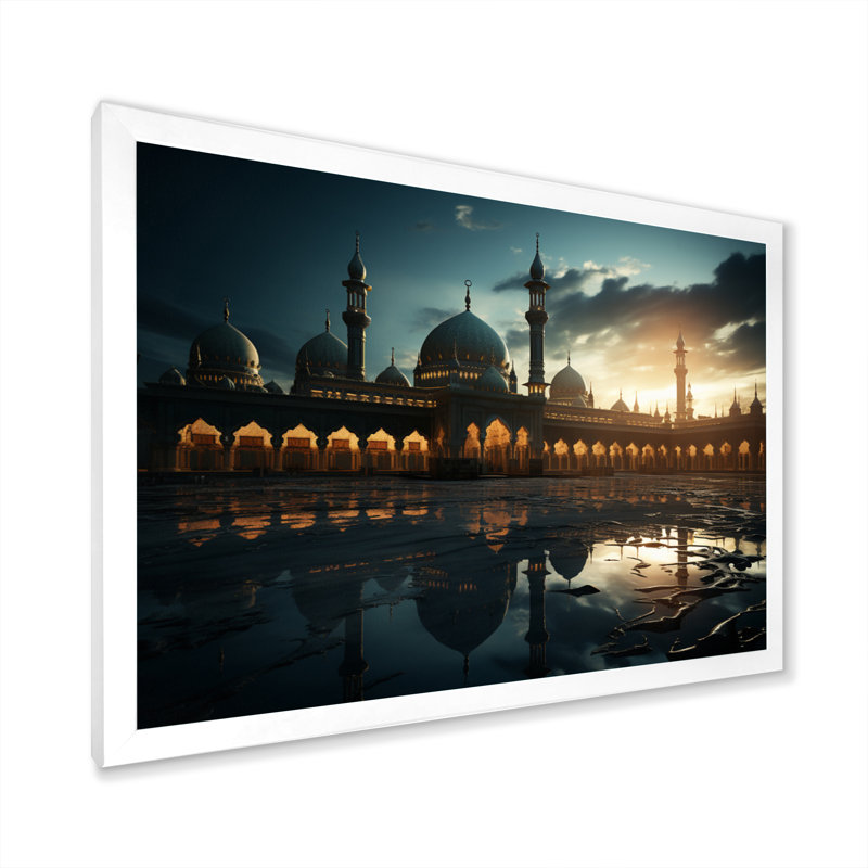 Égypte qui médite silencieusement, reproduction sur toile, H 34 po x l 44 po x P 1,5 po, Cadre photo blanc