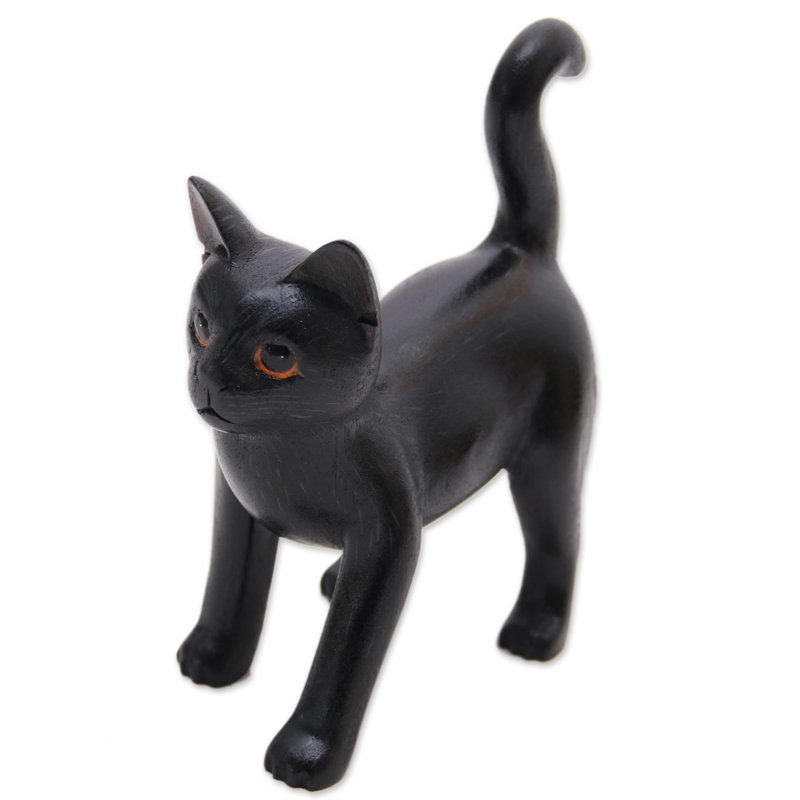 Figurine chat en bois curieux Devere