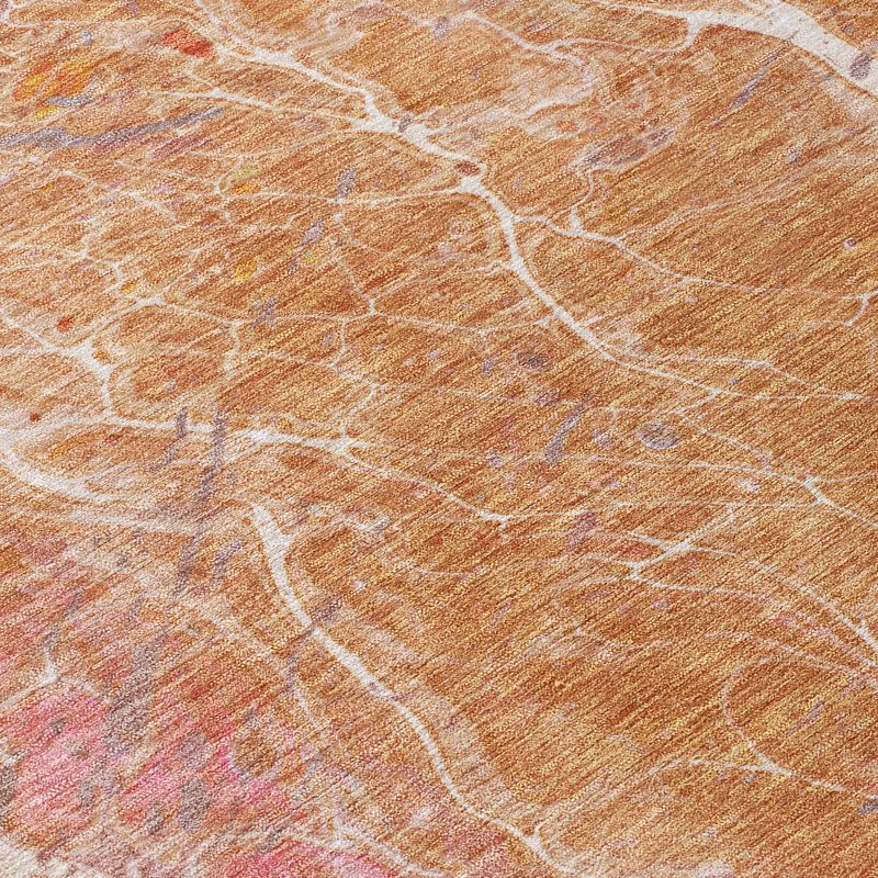 Machine Washable Indoor/Outdoor Chantille ACN2731 Abstract Rug, 3' x 5', Salmon