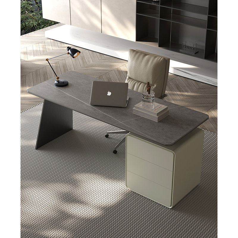 Bureau de table italien en pierre frittée minimaliste avec tiroirs Italian, H 29,5 po x l 63 po x P 27,6 po
