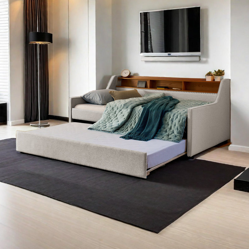Lit de jour avec couchette Duella, Beige